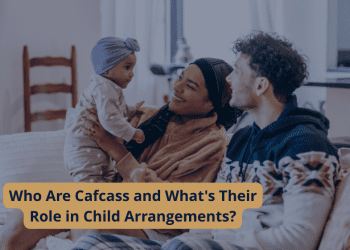 who-are-cafcass Smiling parents hold their baby at home while talking, representing a family navigating court proceedings — who are Cafcass and what is their role?